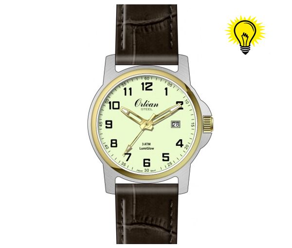 MONTRE ORLEAN ACIER 2T CUIR BRUN - BA ME3189BR - ORLEAN