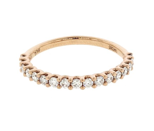 JONC SEMI-ÉTERNITÉ EN OR 14K ROSE SERTI DE DIAMANTS - BK DDR004472 - BIJOUX D'IMPORTATION