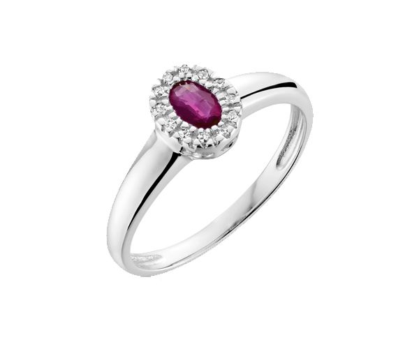 BAGUE EN OR 10K BLANC SERTIE D'UN TOPAZE ROSE ET DE DIAMANTS - BR 02041001PT - Bijoux d'importation