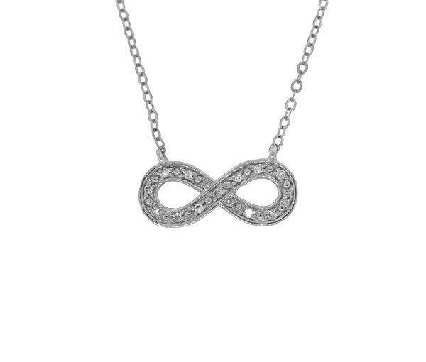 COLLIER INFINI EN OR 10K BLANC SERTI DE DIAMANTS - BR 080410888 - BIJOUX D'IMPORTATION