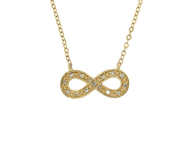 COLLIER INFINI EN OR 10K SERTI DE DIAMANTS - BR 080410888Y - BIJOUX D'IMPORTATION