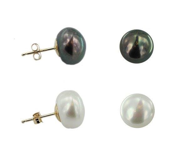 2X BOUCLES 14K P.E.DOUCE TEINTÉES 10MM - CG UF4102WB - PERLE D'IMPORTATION