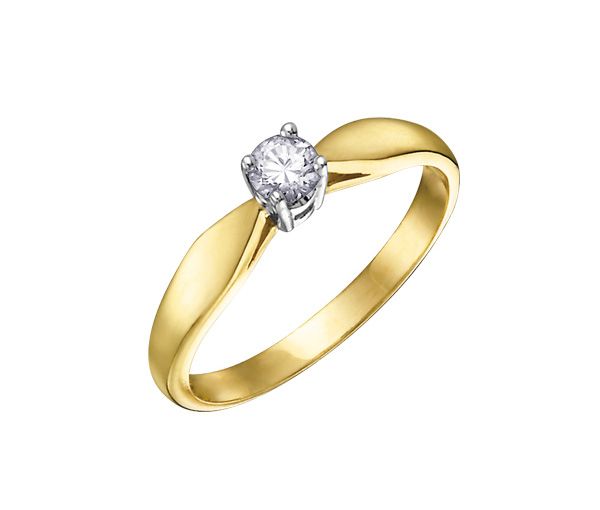 BAGUE SOLITAIRE EN 10K SERTIE D'UN DIAMANT - CR DX100Y08 - BIJOUX CANADIEN