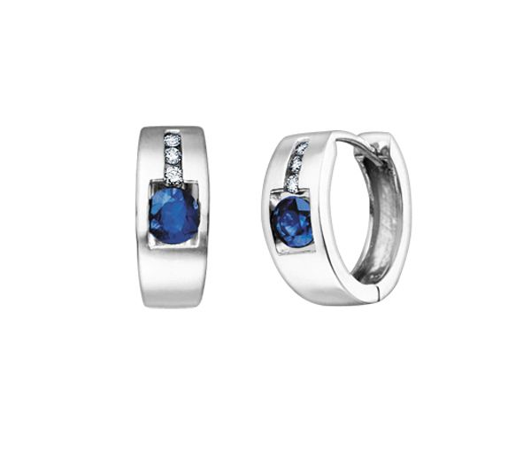 BOUCLES HUGG. 10K BL. SAPH.BL 0,09 D.SI2 - CR DD1336 - ZZCORONA