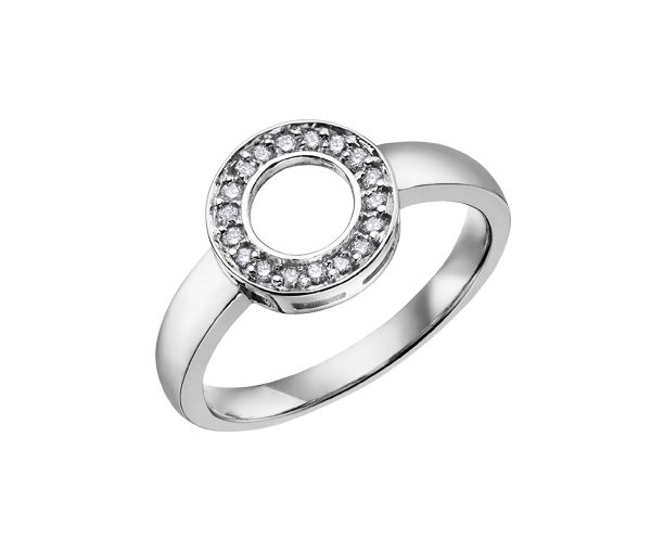 BAGUE EN OR 10K BLANC SERTIE DE DIAMANTS - CR DD1961 - BIJOUX CANADIEN