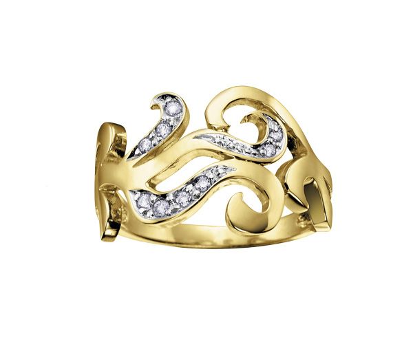 BAGUE STYLISÉE EN OR 10K SERTIE DE DIAMANTS - CR DD1982 - BIJOUX CANADIEN
