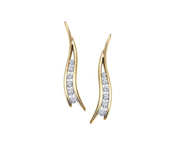 BOUCLES EN OR 10K SERTIES DE DIAMANTS - CR DD2121 - BIJOUX CANADIEN