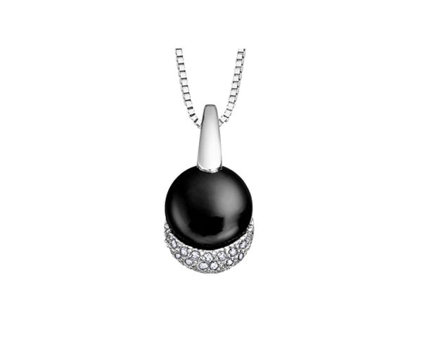 PENDENTIF EN OR BLANC SERTI D'UN ONYX ET DE DIAMANTS - CR DD2328 - BIJOUX CANADIEN