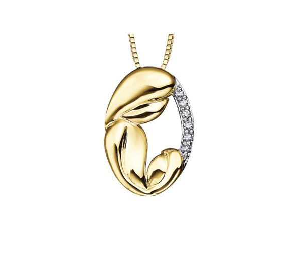 PENDENTIF MÈRE/ENFANT EN OR JAUNE SERTI DE DIAMANTS - CR DD2354 - BIJOUX CANADIEN