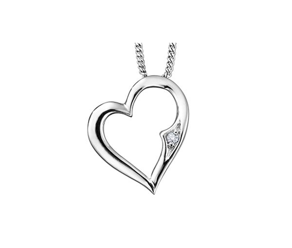 PENDENTIF COEUR AJOURÉ EN OR BLANC SERTI D'UN DIAMANT - CR DD2441 - BIJOUX CANADIEN