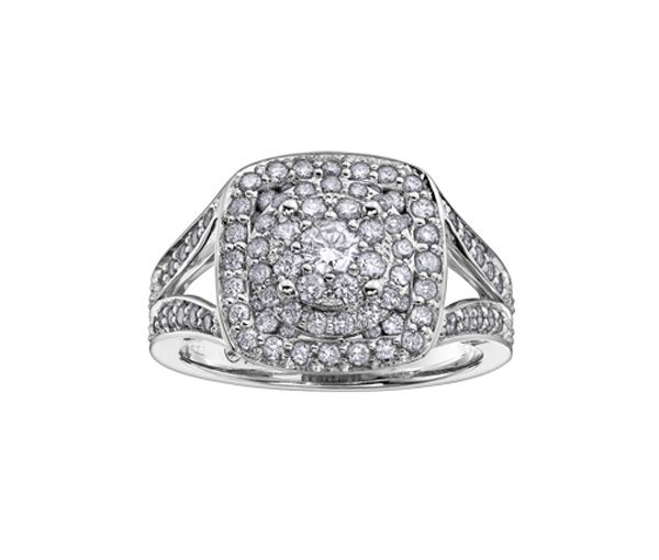 BAGUE EN OR 14K BLANC SERTIE DE DIAMANTS - CR DD2480 - BIJOUX CANADIEN