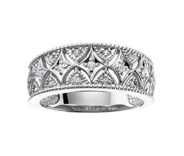 BAGUE EN OR 10K BLANC SERTIE DE DIAMANTS - CR DD2532 - BIJOUX CANADIEN
