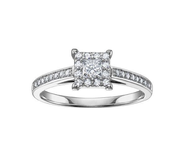 BAGUE EN OR 10/14K BLANC SERTIE DE DIAMANTS - CR DD2584 - BIJOUX CANADIEN