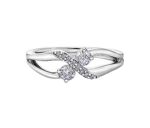 BAGUE EN OR 10K BLANC SERTIE DE DIAMANTS - CR DD3140 - BIJOUX CANADIEN