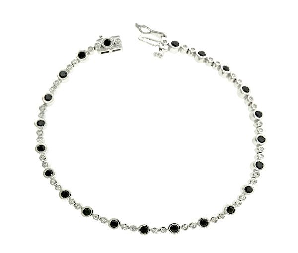BRACELET EN OR BLANC SERTI DE DIAMANT NOIR ET BLANC - CR DD7303BK - BIJOUX CANADIEN