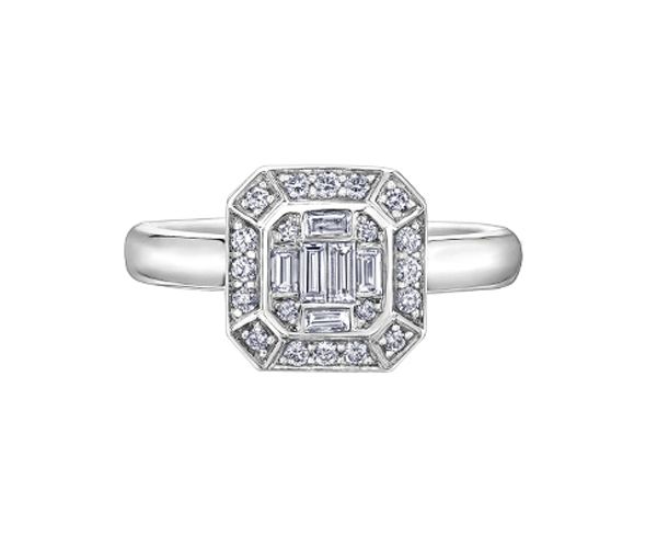 BAGUE EN OR 14K BLANC SERTIE DE DIAMANTS - CR DD7406 - BIJOUX CANADIEN
