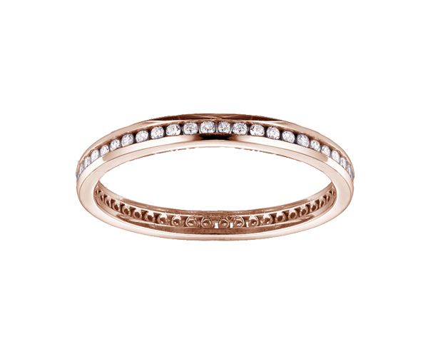 JONC ÉTERNITÉ EN OR 14K ROSE SERTI DE DIAMANTS - CR DX179R25 - BIJOUX CANADIEN