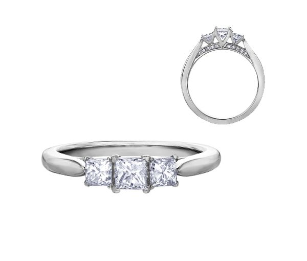 BAGUE EN OR 14K BLANC SERTIE DE DIAMANTS - CR DX786 - BIJOUX CANADIEN