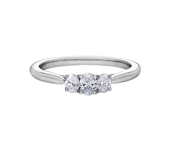 BAGUE EN OR 14K BLANC SERTIE DE DIAMANTS - CR DX788 - BIJOUX CANADIEN
