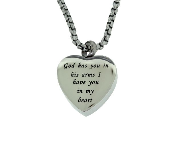 PENDENTIF URNE/CENDRE COEUR ACIER 18 - IG SU7 - ITALGEM