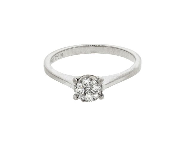 BAGUE EN OR 18-14K BLANC SERTIE DE DIAMANTS - MK 2493LIL50 - FAIT AU CANADA