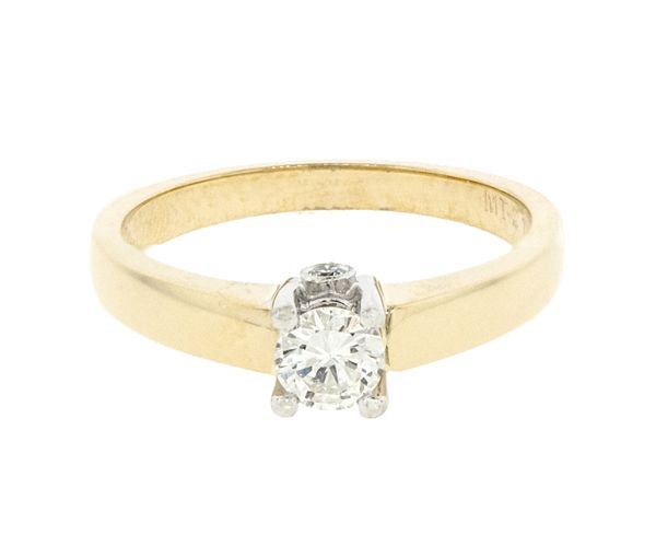 BAGUE EN OR 14K 2 TONS SERTIE DE DIAMANTS - MK 2648LY316.5 - FAIT AU CANADA