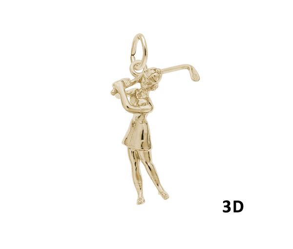 PENDENTIF ARGENT/PVD OR GOLFEUSE - NU 0233 PL - NUCO/REMBRANDT 