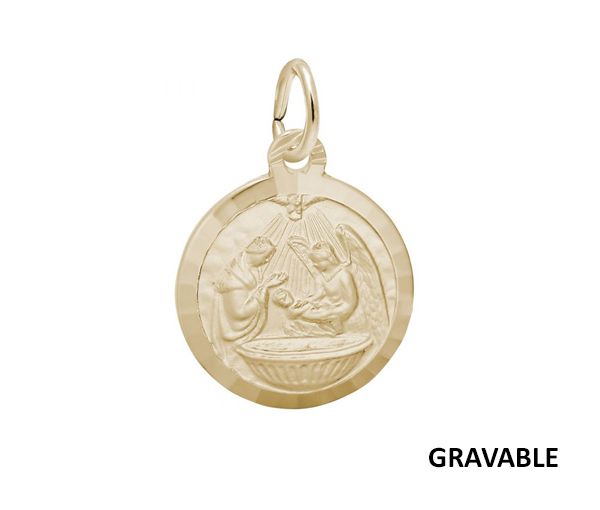 PENDENTIF 10K DISQUE BAPTÊME 13.2X13.2MM - NU 7776 - NUCO/REMBRANDT 