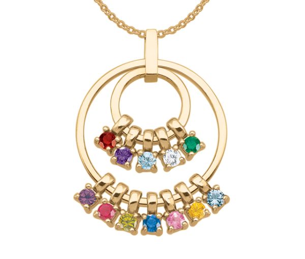 PENDENTIF FAMILIAL 10K 6-12 PIERRES - PG 30046Y - PERSONALIZED GEM