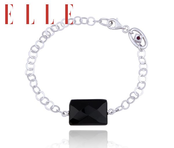 BRACELET ELLE ARGENT AGATE NOIRE 8'' - PJ R1L9732744 - ELLE