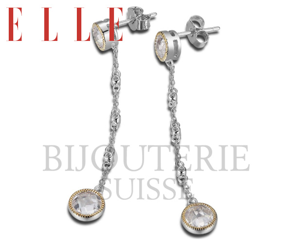 BOUCLE ELLE ARG.CHAINETTE 2T CZ - PJ R2LBV60058 - ELLE