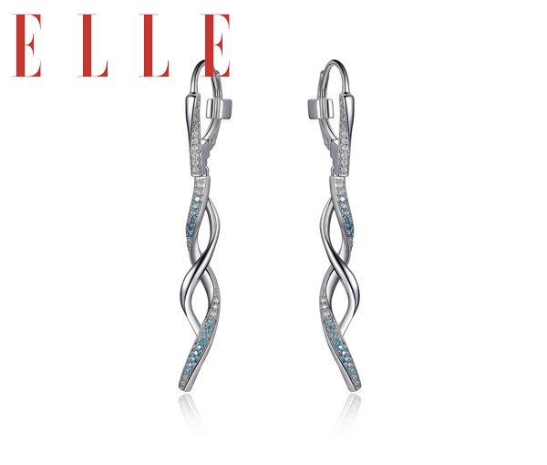 BOUCLES ELLE ARGENT CZ BL/BLEU ATT.FRANC - PJ R2LC5U976G - ELLE