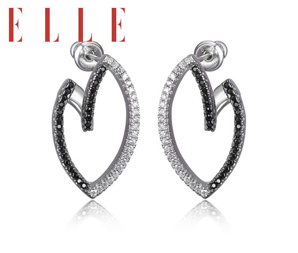 BOUCLES ARGENT TUXEDO CZ NOIR/BLANC - PJ R2LC65GK58 - ELLE