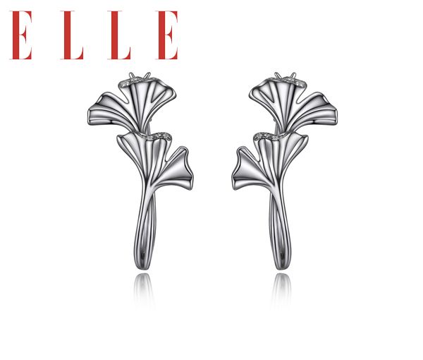 BOUCLES ELLE ARGENT GINKGO CZ - PJ R2LCAJ000J - ELLE
