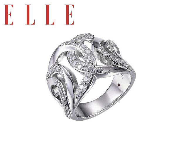 BAGUE ELLE ARGENT CZ ''WAVE'' GR:8 - PJ R4LA7V00AG - ELLE
