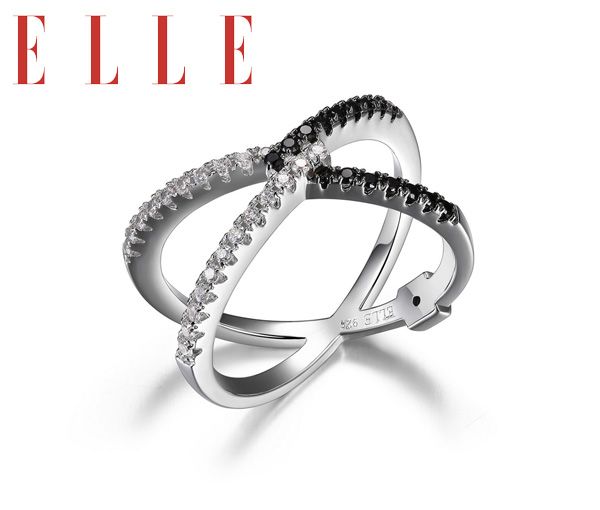 BAGUE ARGENT X EN CZ BLANC/NOIR GR:7 - PJ R4LA8VGKAC - ELLE