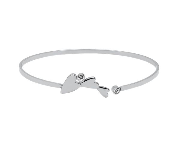 BRACELET BANGLE ACIER COEURS CZ 7 - PJ T1X7590178 - STEELX
