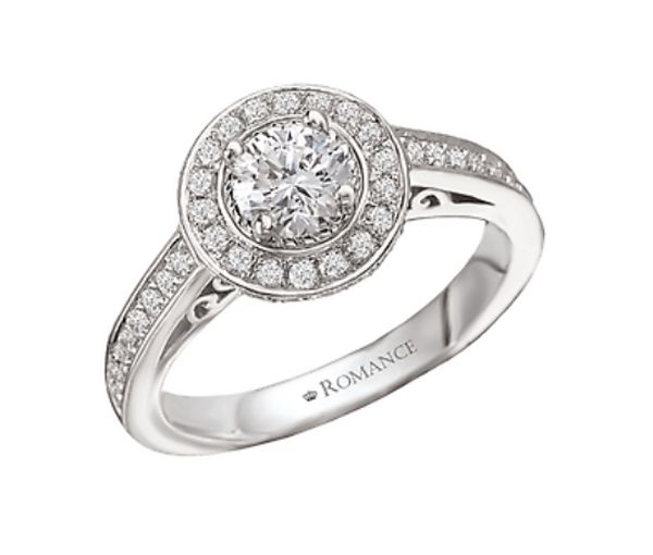 BAGUE EN OR 14K BLANC SERTIE D'UN DIAMANT CANADIEN ET DE DIAMANTS - R 118202W40 - BIJOUX CANADIEN