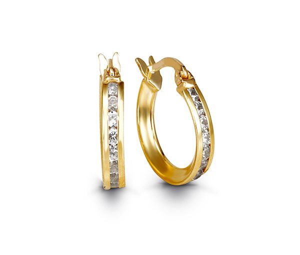 BOUCLES ANNEAUX 10K CZ 2.25MM 12.8MM - SY 1081 - BIJOUX D'IMPORTATION