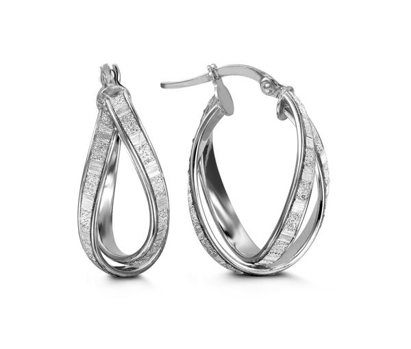 BOUCLES 10K BL TWIST GLAM 25MM 10MM - SY 1587W - BIJOUX D'IMPORTATION