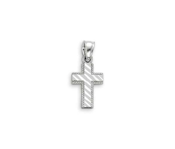 PENDENTIF 10K BLANC CZ CROIX T.DIAMANT - SY 3122 - BIJOUX D'IMPORTATION