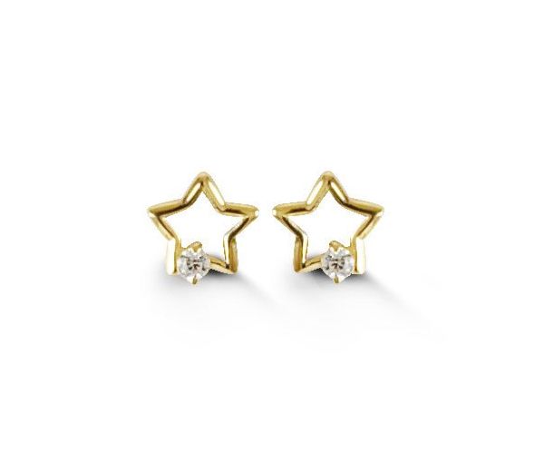BOUCLES 14K ÉTOILE CZ 6.6MM - SY 4029B - BIJOUX D'IMPORTATION