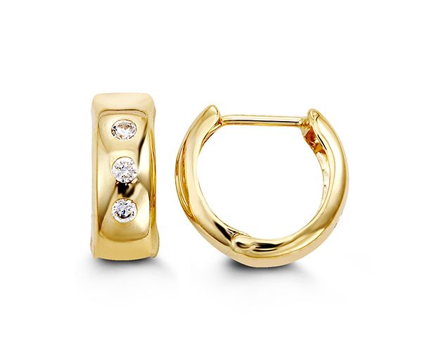 BOUCLES HUGGIES EN OR SERTIES DE CUBIQUES ZIRCONIAS - SY 6001 - BIJOUX D'IMPORTATION