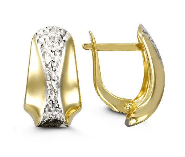 BOUCLES HUGGIES EN OR 10K 2 TONS - SY 6089 - BIJOUX D'IMPORTATION