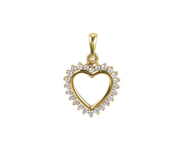 PENDENTIF 10K COEUR CZ 16.5MM - SY 6141 - BIJOUX D'IMPORTATION