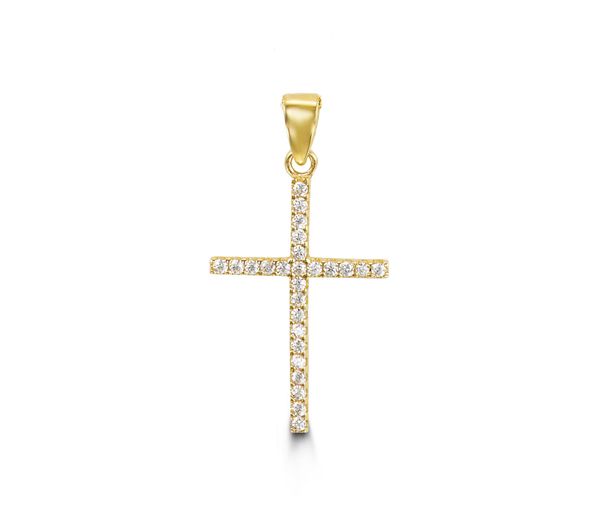 PENDENTIF 10K CZ CROIX 20X15MM - SY 6161 - BIJOUX D'IMPORTATION