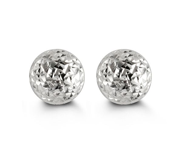 BOUCLES FIXES EN OR 10K BLANC TAILLE DIAMANT - SY 9011W 7MM - BIJOUX D'IMPORTATION