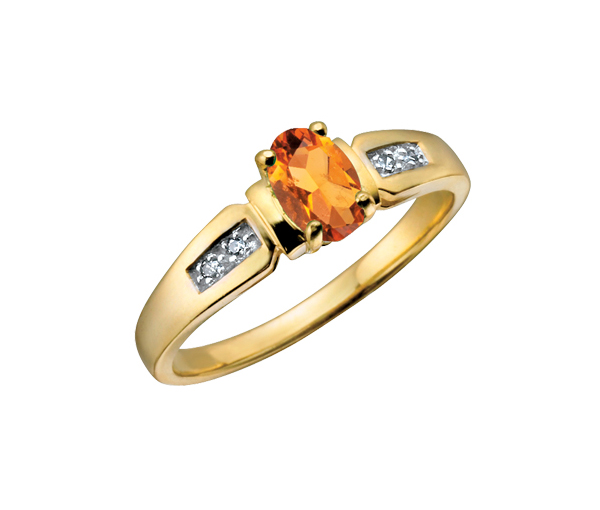 BAGUE EN OR SERTIE D'UNE PIERRE DE NAISSANCE ET DE DIAMANTS - CR DX219YCI - BIJOUX CANADIEN
