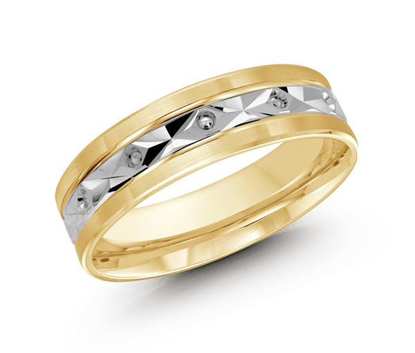 JONC EN OR 10K TAILLE DIAMANT AU CENTRE - ML FT086/6YW1 - MALO 