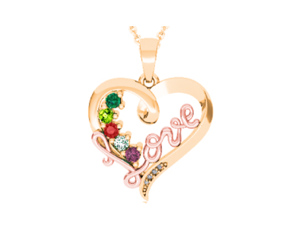 PENDENTIF FAMILIAL EN ARGENT ET EN OR SERTI DE PIERRES VÉRITABLES - BH FG102PYR14 - BEVERLY HILLS